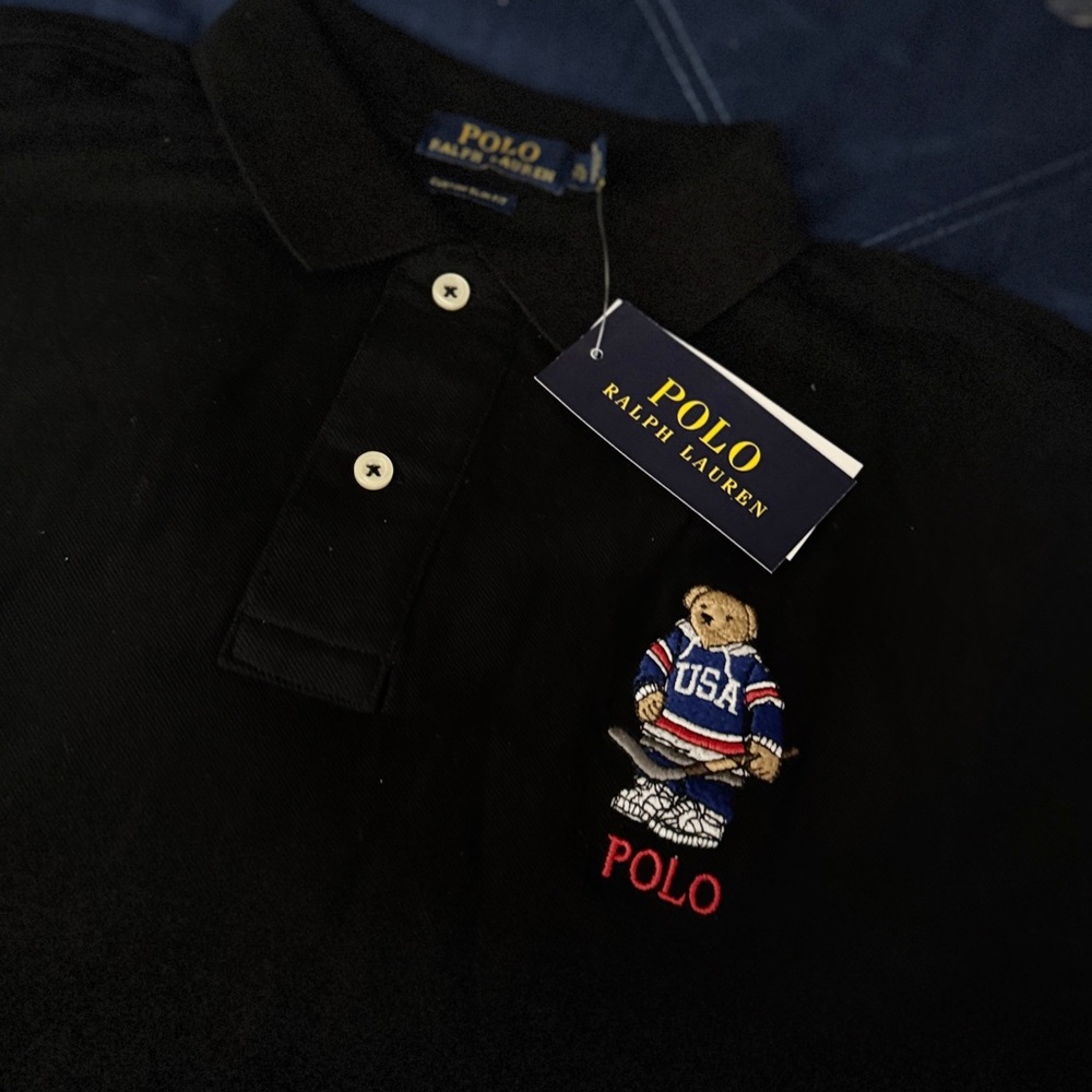 Polo by Ralph Lauren Black Polo Shirt with Bear Embroidery